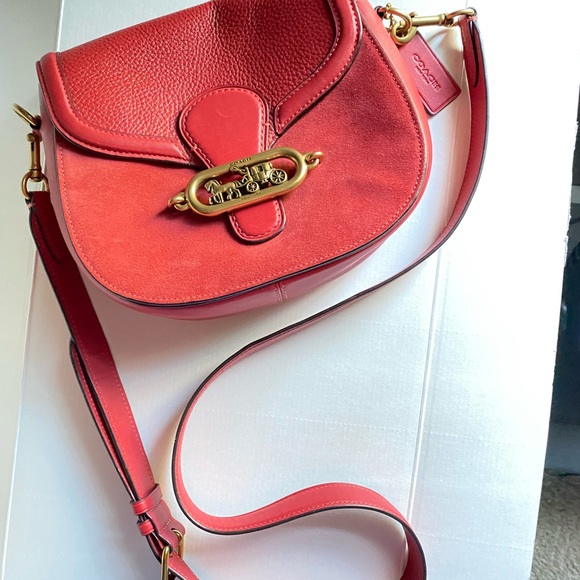 Coach Handbags - Coach Reserve crossbody Red suede and leather crossbody excellent condition8x8x4